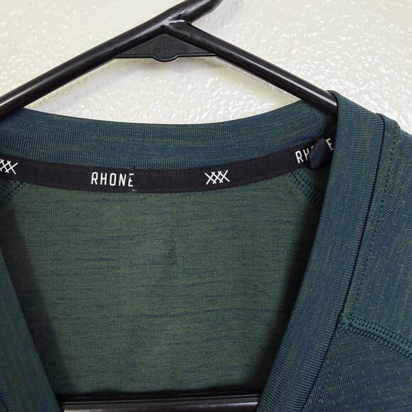 Rhone Performance Shirt Mens M? Green Short Sleeve Crew Workout Train Perforated - Picture 8 of 9